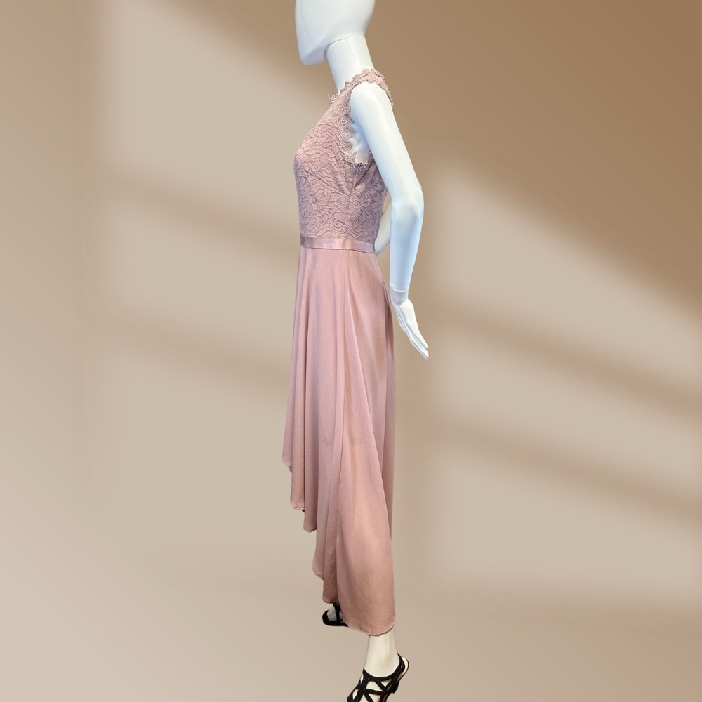 Miusol Women's High Low Blush Pink Lace Accent Satin Waist Ribbon Sz Med NWT - Picture 4 of 7